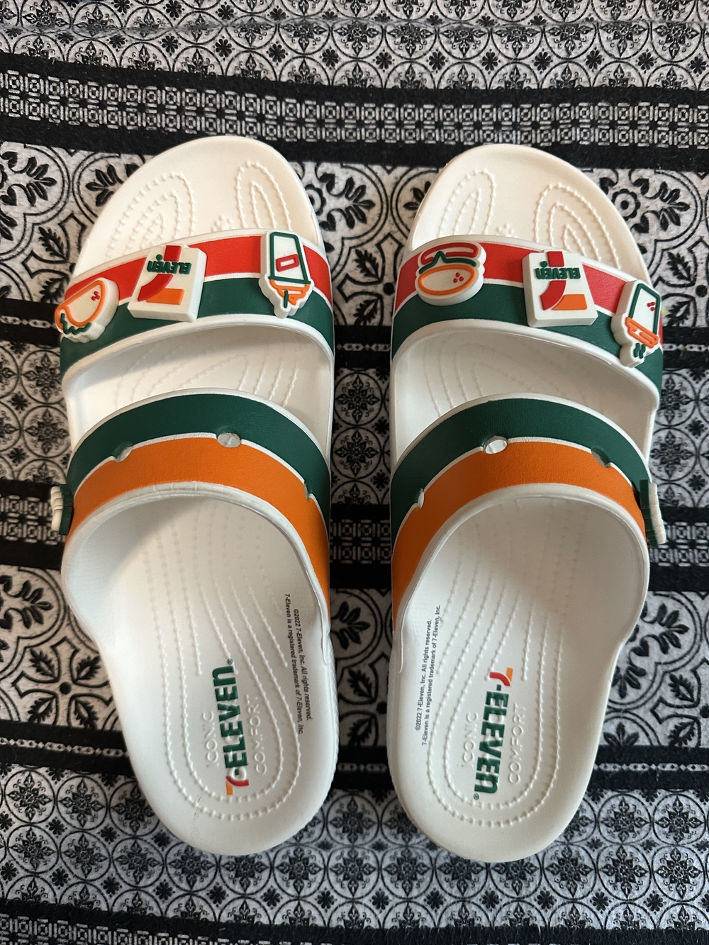 Kids' White Green Orange Slide Sandals